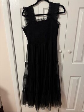 Baltic Born Black Tulle Tiered Midi Dress – Size XL